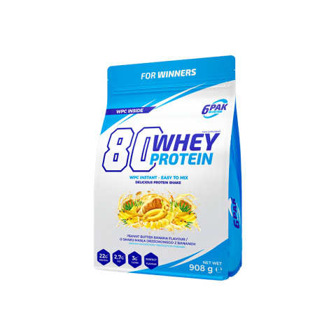 6PAK 80 Whey Protein Banan z Masłem Orzechowym 908 gram