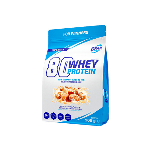6PAK 80 Whey Protein Słony Karmel 908 gram