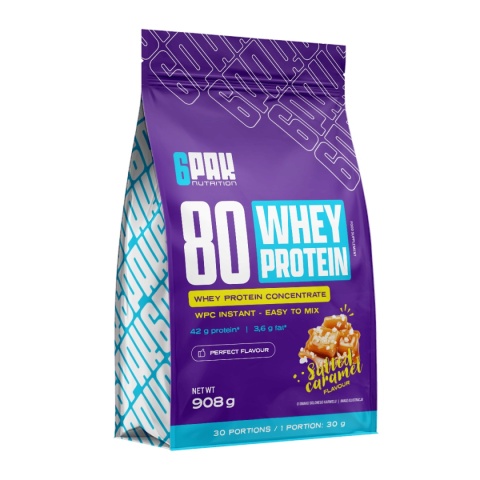 6PAK 80 Whey Protein Słony Karmel 908 gram
