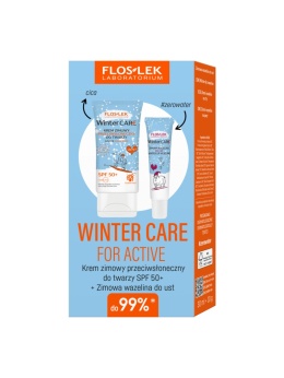 FLOSLEK ZESTAW WINTER CARE FOR ACTIVE Krem zimowy przeciwsłoneczny SPF50+ i zimowa wazelinka do ust