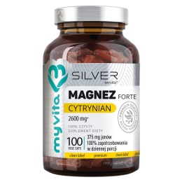 MYVITA SILVER Magnez Forte Cytrynian- cytrynian magnezu + witamina B6 P-5-P 100 Kapsułek