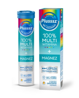 Plusssz 100% Multiwitamina + Magnez 20 Tabletek Musujących