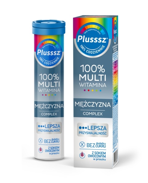 Plusssz 100% Multiwitamina Mężczyzna Complex 20 Tabletek Musujących