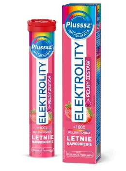 Plusssz Elektrolity + 100% Multiwitamina Poziomka & Truskawka 24 Tabletki Musujące